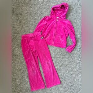 Girls Pink Velour Juicy Couture Tracksuit